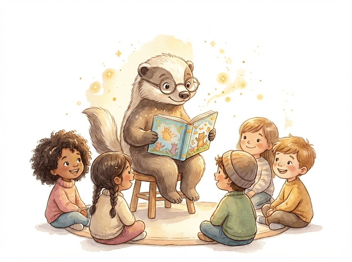 Bal Porsuğu çocuklara kitap okuyor